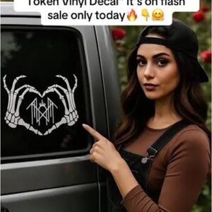 Skeleton Heart Vinyl Decal sleep token 8" white